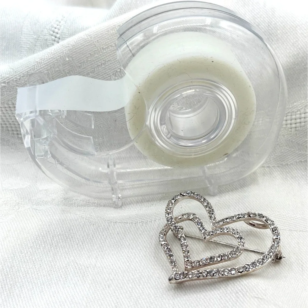 Intertwined Double Heart Brooch Silver Tone Clear Rhinestones Love‎ Pin Bridal